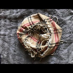 {Macy’s} Tan Plaid Printed infinity scarf